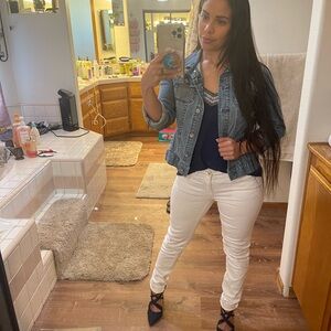 Navy Blue Women's Top with Geometric Trim